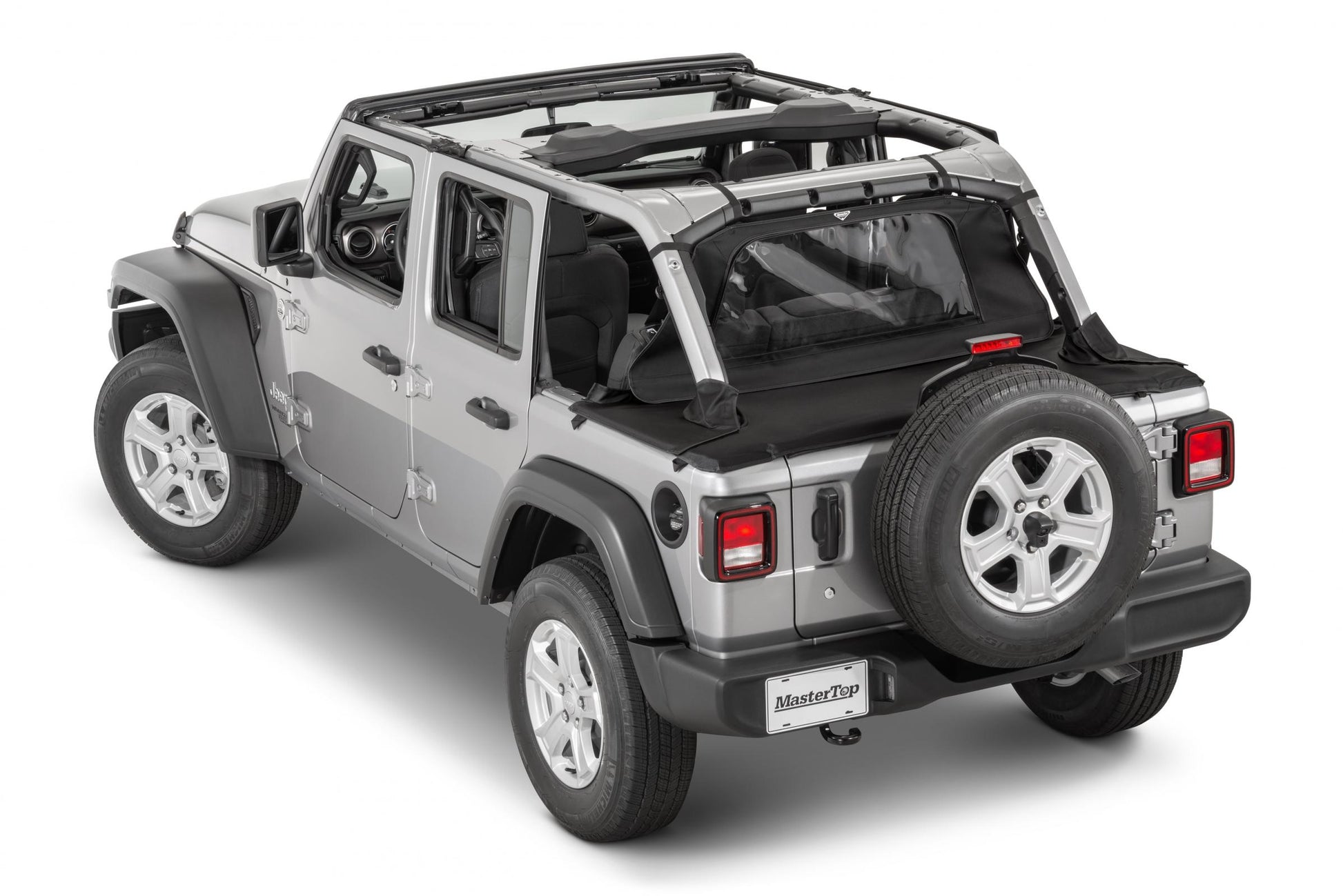 Jeep JL Regular Tonneau Cover 2 Piece Combo For 18-2024 Wrangler JLU 4Dr Hard Top Models MasterTwill Wind Stopper MasterTop-1