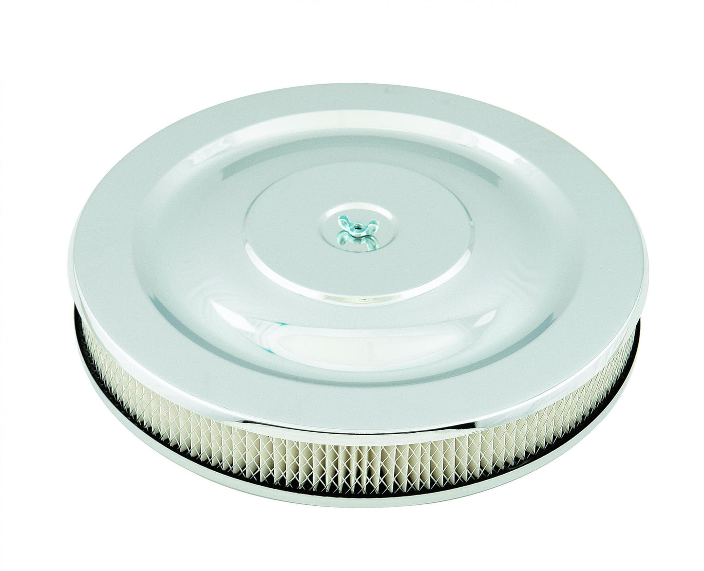 Air Cleaner 14 Inch Diameter x 2-1/4 Inch Tall Chrome Fits 5-1/8 Inch Diameter Carb Neck Mr Gasket