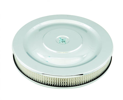 Air Cleaner 14 Inch Diameter x 2-1/4 Inch Tall Chrome Fits 5-1/8 Inch Diameter Carb Neck Mr Gasket