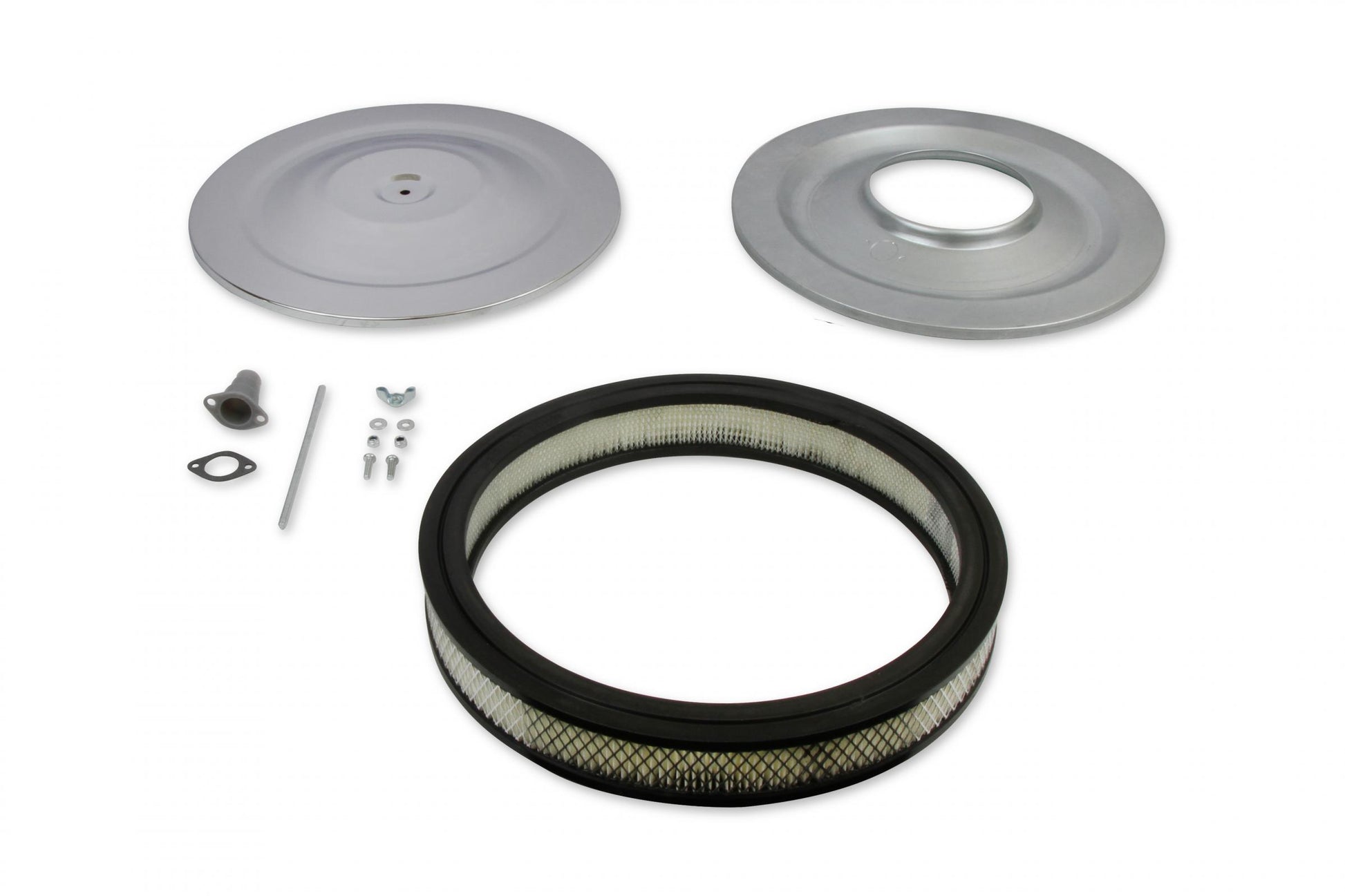 Air Cleaner 14 Inch Diameter x 2-1/4 Inch Tall Chrome Fits 5-1/8 Inch Diameter Carb Neck Mr Gasket-1