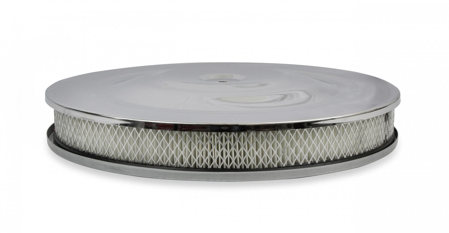 Air Cleaner 14 Inch Diameter x 2-1/4 Inch Tall Chrome Fits 5-1/8 Inch Diameter Carb Neck Mr Gasket-6