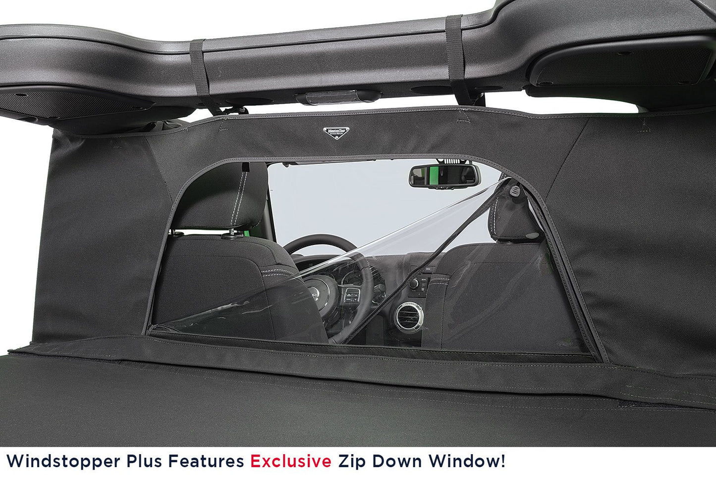 MasterTop Jeep JK Combo For Soft Top Equipped Cable Style Bimini Top For 07-09 Wrangler JK 2 Door w/s Header WindStopper Plus and Tonneau MasterTop