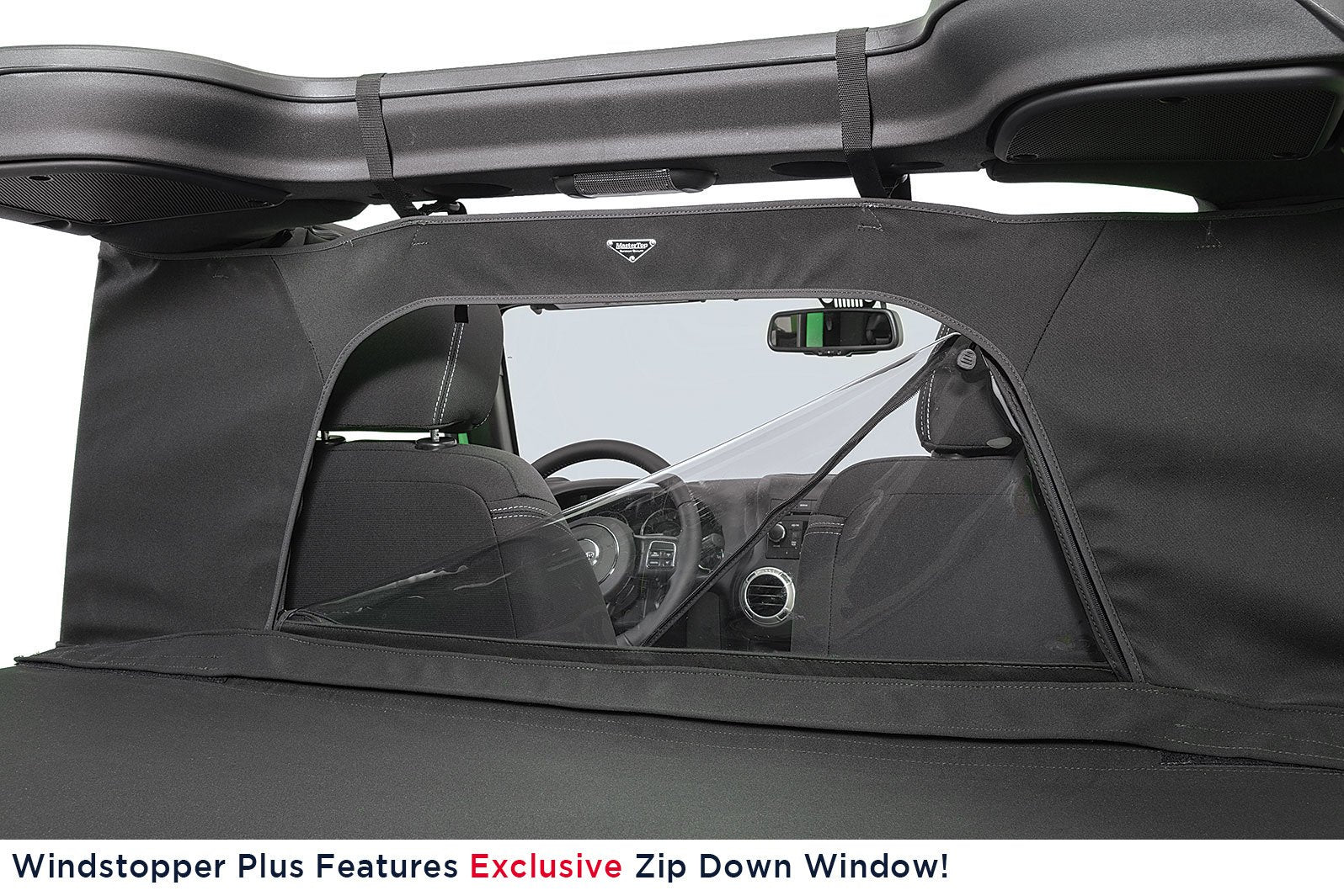 MasterTop Jeep JK Combo For Soft Top Equipped Cable Style Bimini Top For 07-09 Wrangler JK 2 Door w/s Header WindStopper Plus and Tonneau MasterTop