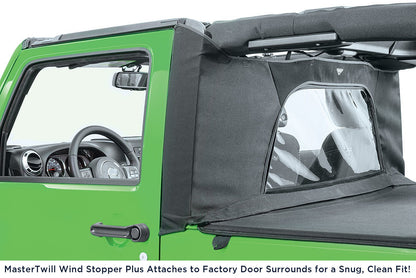 Jeep JK Combo For Soft Top Equipped Cable Style Bimini Top For 10-18 Wrangler JK 2 Door w/s Header WindStopper Plus and Tonneau MasterTop-2