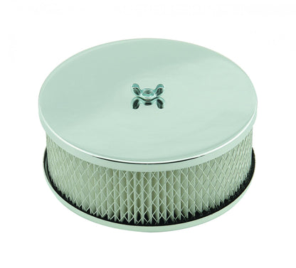 Air Cleaner 6-1/2 Inch Diameter, 2-7/16 Inch Tall Chrome Fits 5-1/8 Inch Diameter Carb Neck Mr Gasket