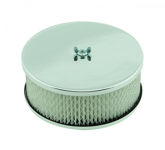 Air Cleaner 6-1/2 Inch Diameter, 2-7/16 Inch Tall Chrome Fits 5-1/8 Inch Diameter Carb Neck Mr Gasket