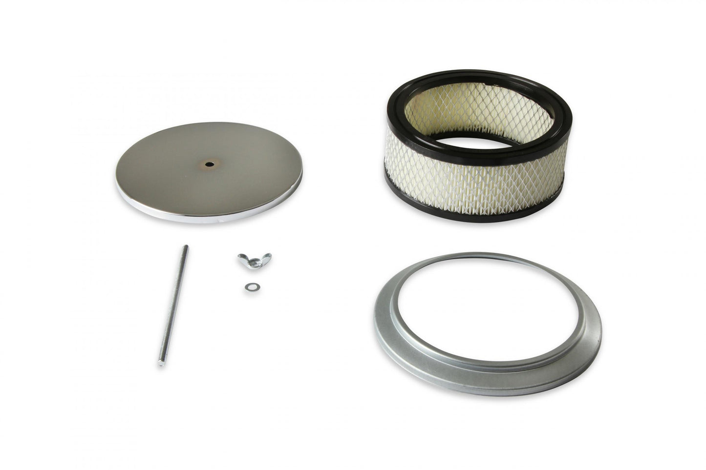 Air Cleaner 6-1/2 Inch Diameter, 2-7/16 Inch Tall Chrome Fits 5-1/8 Inch Diameter Carb Neck Mr Gasket-1