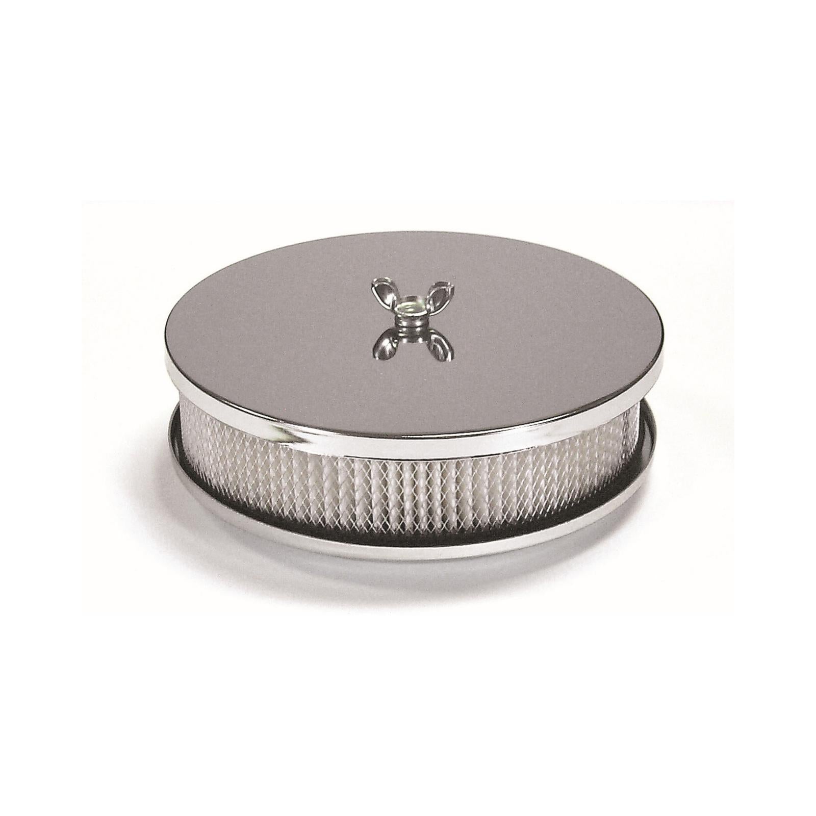Air Cleaner 6-1/2 Inch Diameter, 2 Inch Tall Chrome Fits 5-1/8 Inch Diameter Carb Neck Mr Gasket