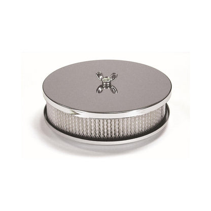 Air Cleaner 6-1/2 Inch Diameter, 2 Inch Tall Chrome Fits 5-1/8 Inch Diameter Carb Neck Mr Gasket