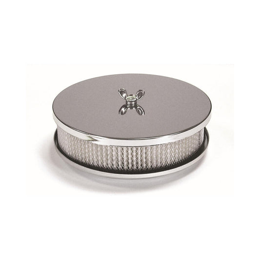 Air Cleaner 6-1/2 Inch Diameter, 2 Inch Tall Chrome Fits 5-1/8 Inch Diameter Carb Neck Mr Gasket