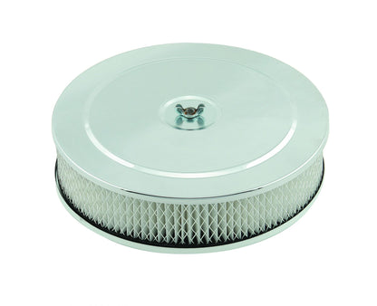 Air Cleaner 9 Inch Diameter x 2-3/4 Inch Tall Chrome Fits 5-1/8 Inch Diameter Carb Neck Mr Gasket
