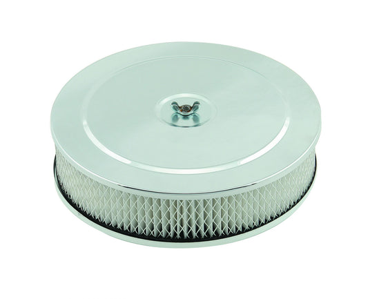 Air Cleaner 9 Inch Diameter x 2-3/4 Inch Tall Chrome Fits 5-1/8 Inch Diameter Carb Neck Mr Gasket