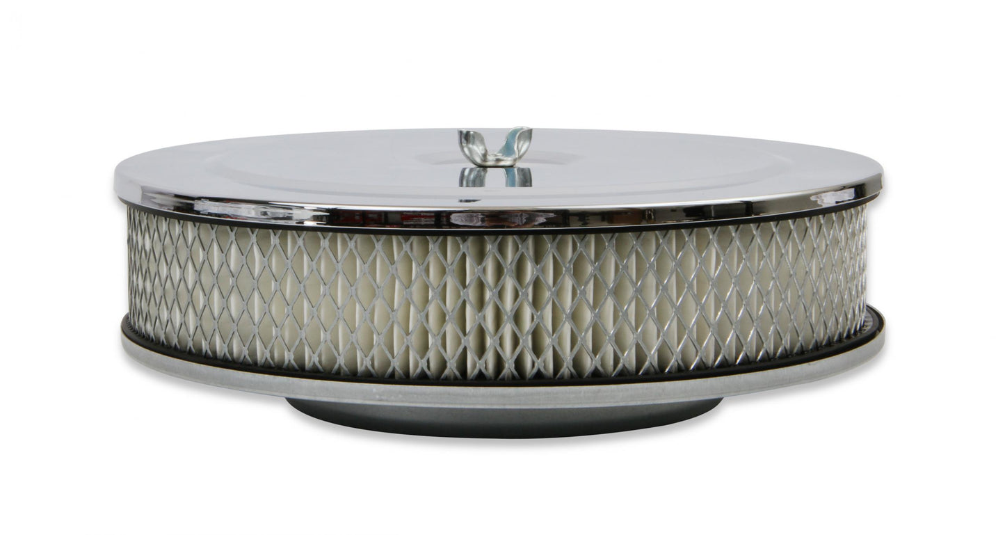 Air Cleaner 9 Inch Diameter x 2-3/4 Inch Tall Chrome Fits 5-1/8 Inch Diameter Carb Neck Mr Gasket-1