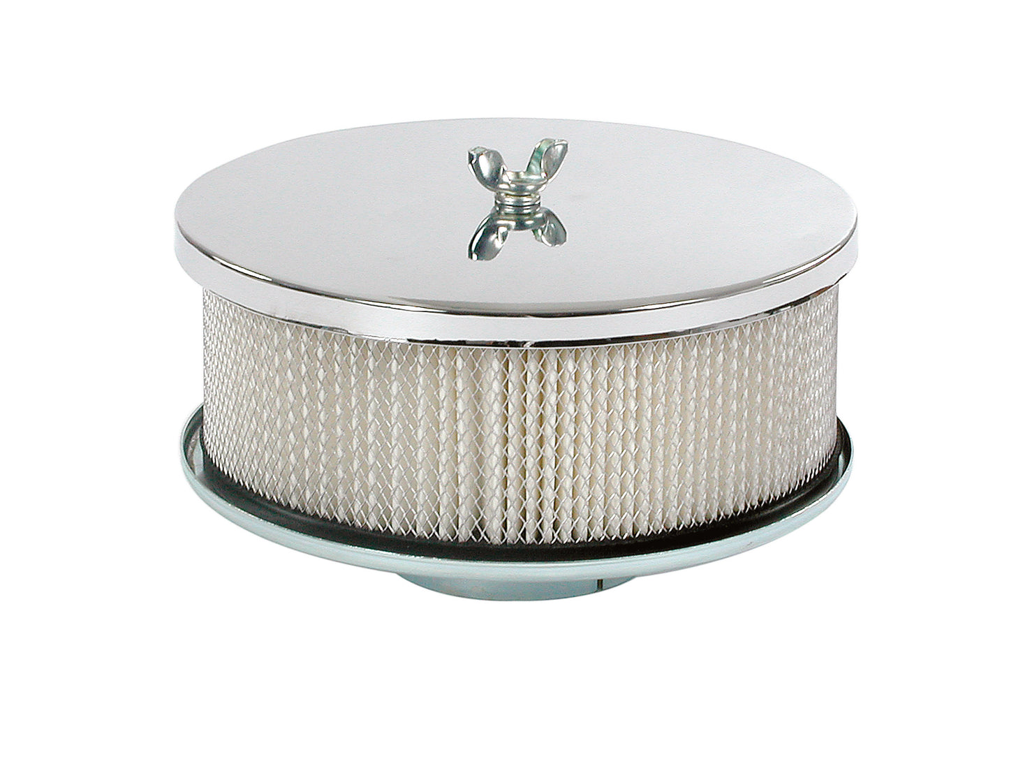 Air Cleaner Chrome 6-1/2 Inch Diameter x 3-1/4 Inch Height, Fits 2-5/16 Inch or 2-5/8 Inch Diameter Carb. Neck Mr Gasket