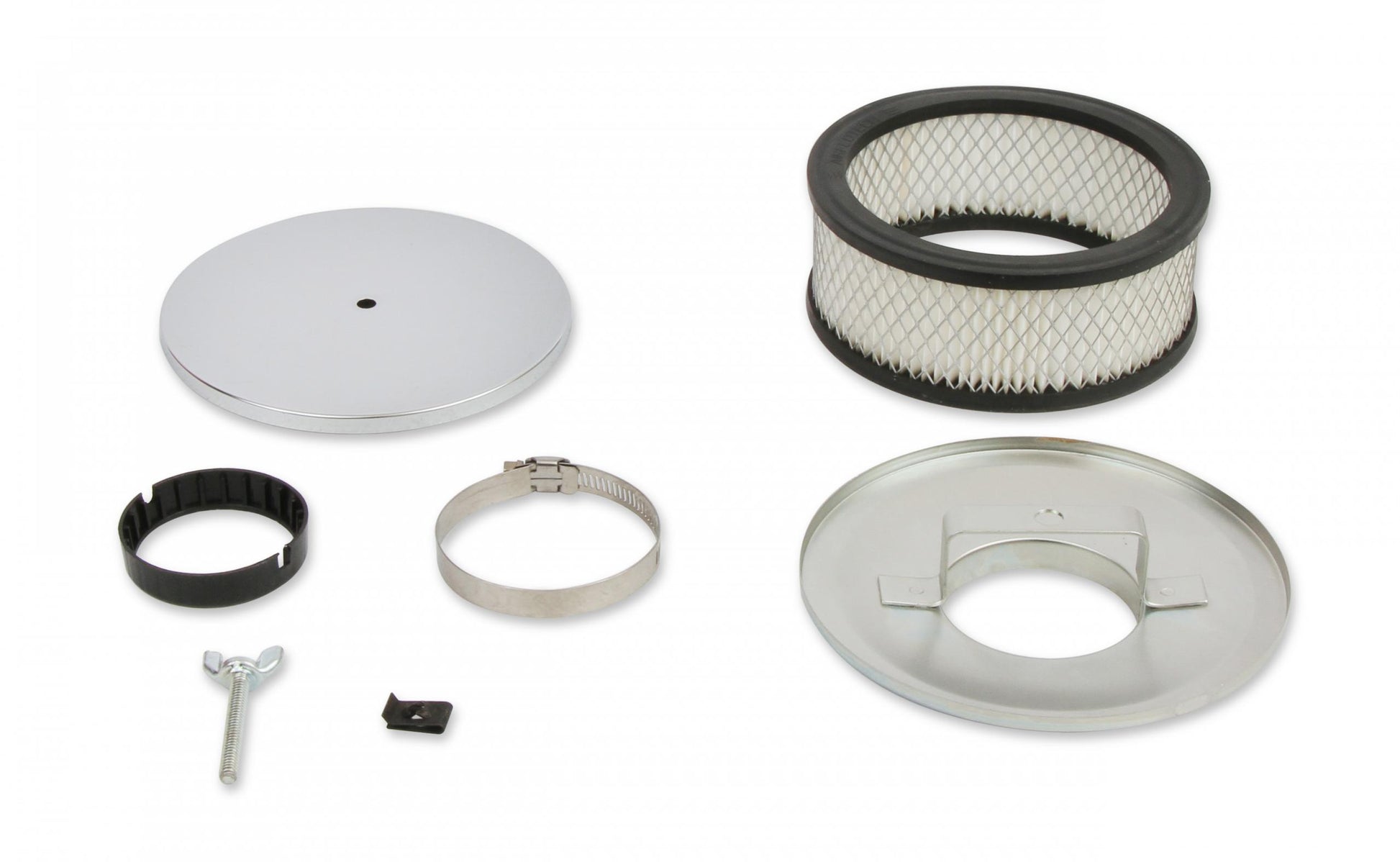 Air Cleaner Chrome 6-1/2 Inch Diameter x 3-1/4 Inch Height, Fits 2-5/16 Inch or 2-5/8 Inch Diameter Carb. Neck Mr Gasket-1