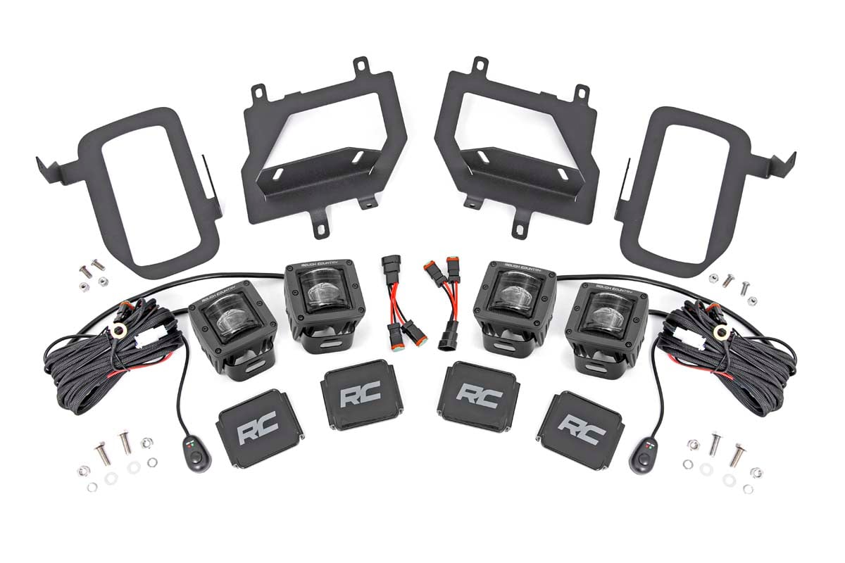 LED Light Kit | Fog Mount | Dual 2" Black Pairs | SAE | Ford F-150 (15-17) Rough Country