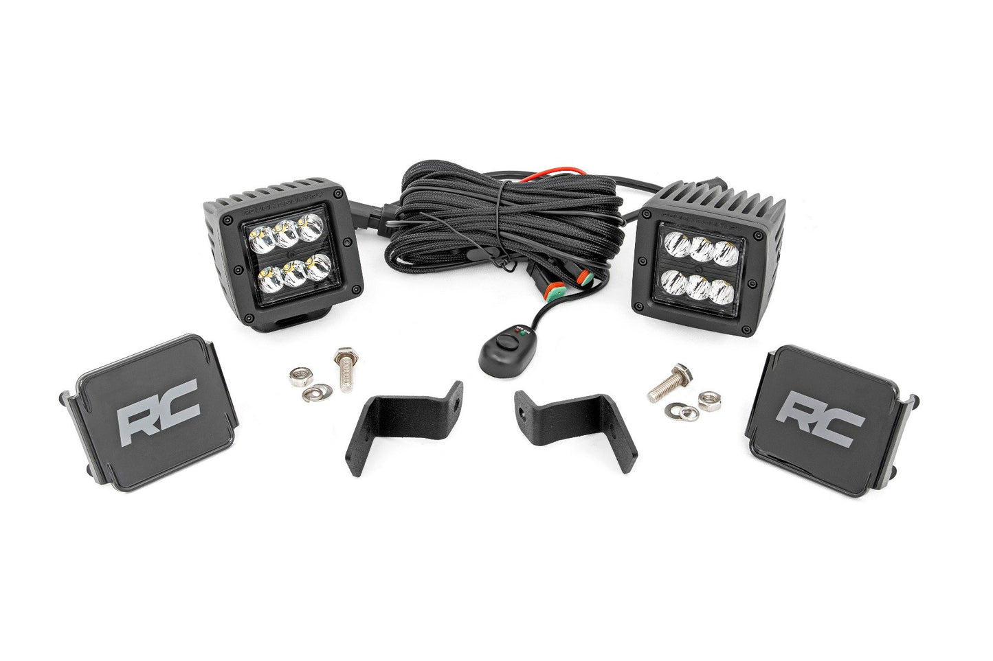 LED Light Kit | Ditch Mount | 2" Black Pair | Spot | Ford F-150 (15-24)/F-150 Lightning (22-24)  Rough Country