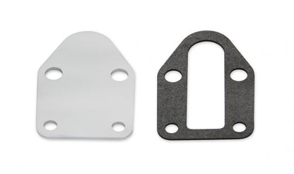 Fuel Pump Block Off Plate -Chrome Fits Carbureted Small Block Chevrolet 265-400 Mr Gasket-1