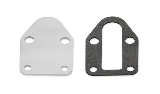 Fuel Pump Block Off Plate -Chrome Fits Carbureted Small Block Chevrolet 265-400 Mr Gasket-1