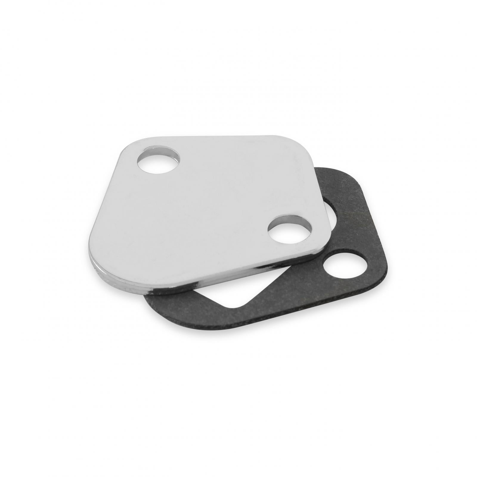 Fuel Pump Block Off Plate Chrome Fits Big Block Chevrolet 396/427/454 & most other V6 or V8 engines with 1-3/4 Inch Bolt Spacing Mr Gasket