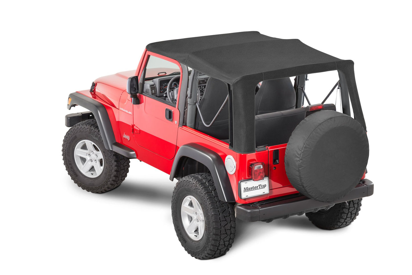 MasterTop Jeep Replacement Top No Doorskins Tinted Glass For 97-06 Wrangler TJ Black MasterTwill MasterTop