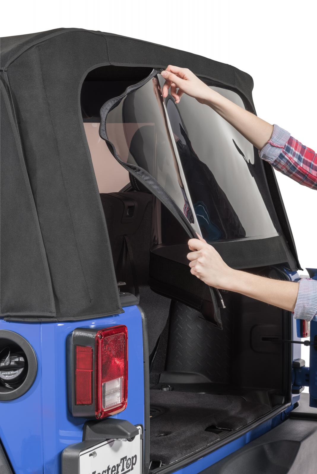 MasterTop Jeep JK Replacement Top Tinted Glass 07-09 Wrangler JK 4 Door Black MasterTwill MasterTop