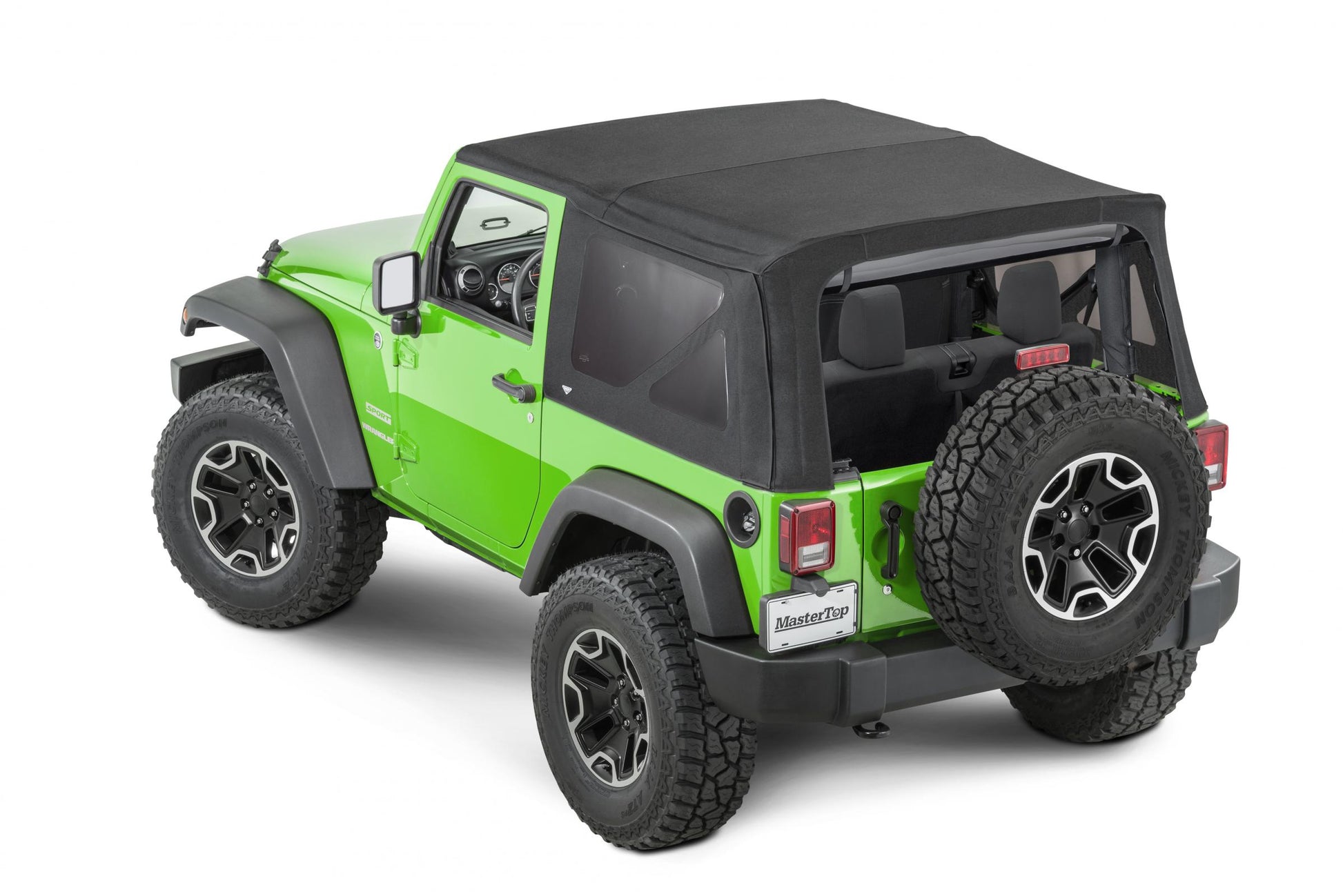 MasterTop Jeep JK Replacement Top Tinted Glass 13-18 Wrangler JK 2 Door Black MasterTwill MasterTop