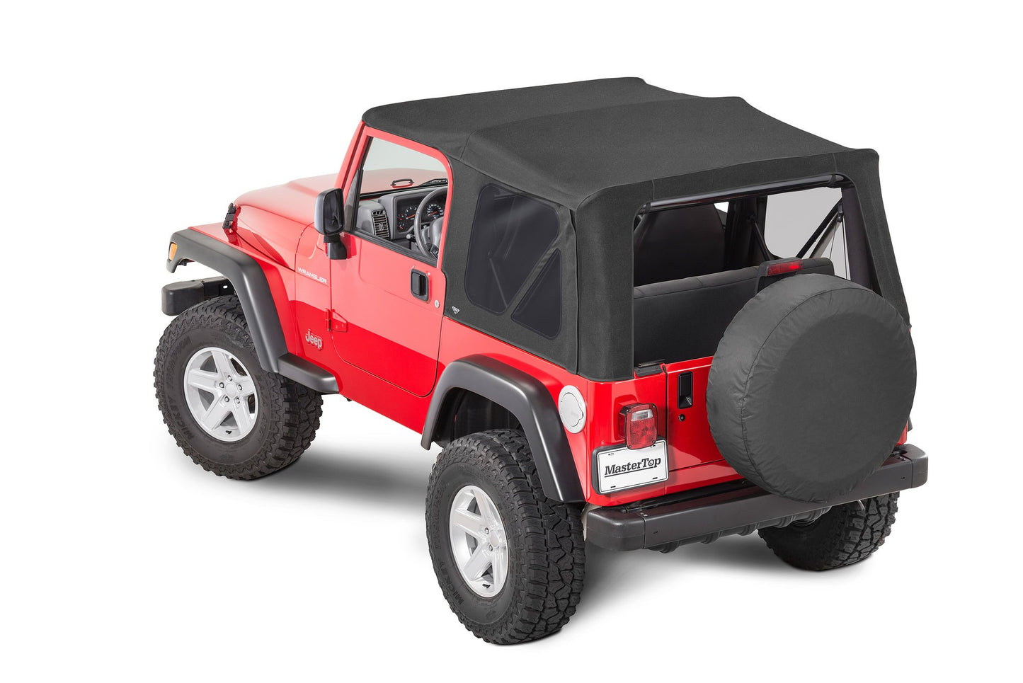 MasterTop Jeep Replacement Top With Doorskins Tinted Glass For 97-06 Wrangler TJ Black MasterTwill MasterTop