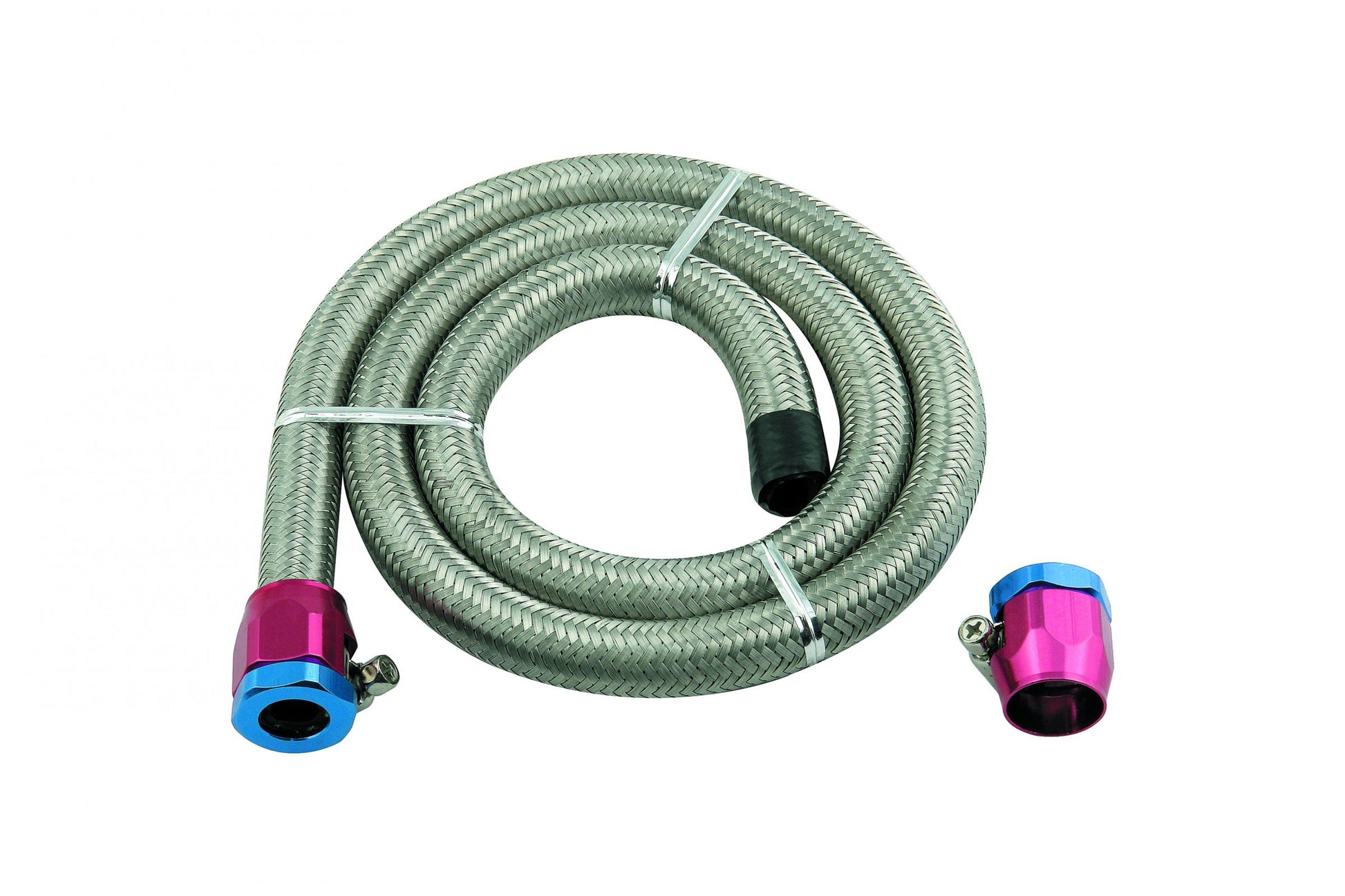 Braided Steel Fuel Line Kit 3/8 Inch x 3 Foot Fits Carburetted Applications Mr Gasket