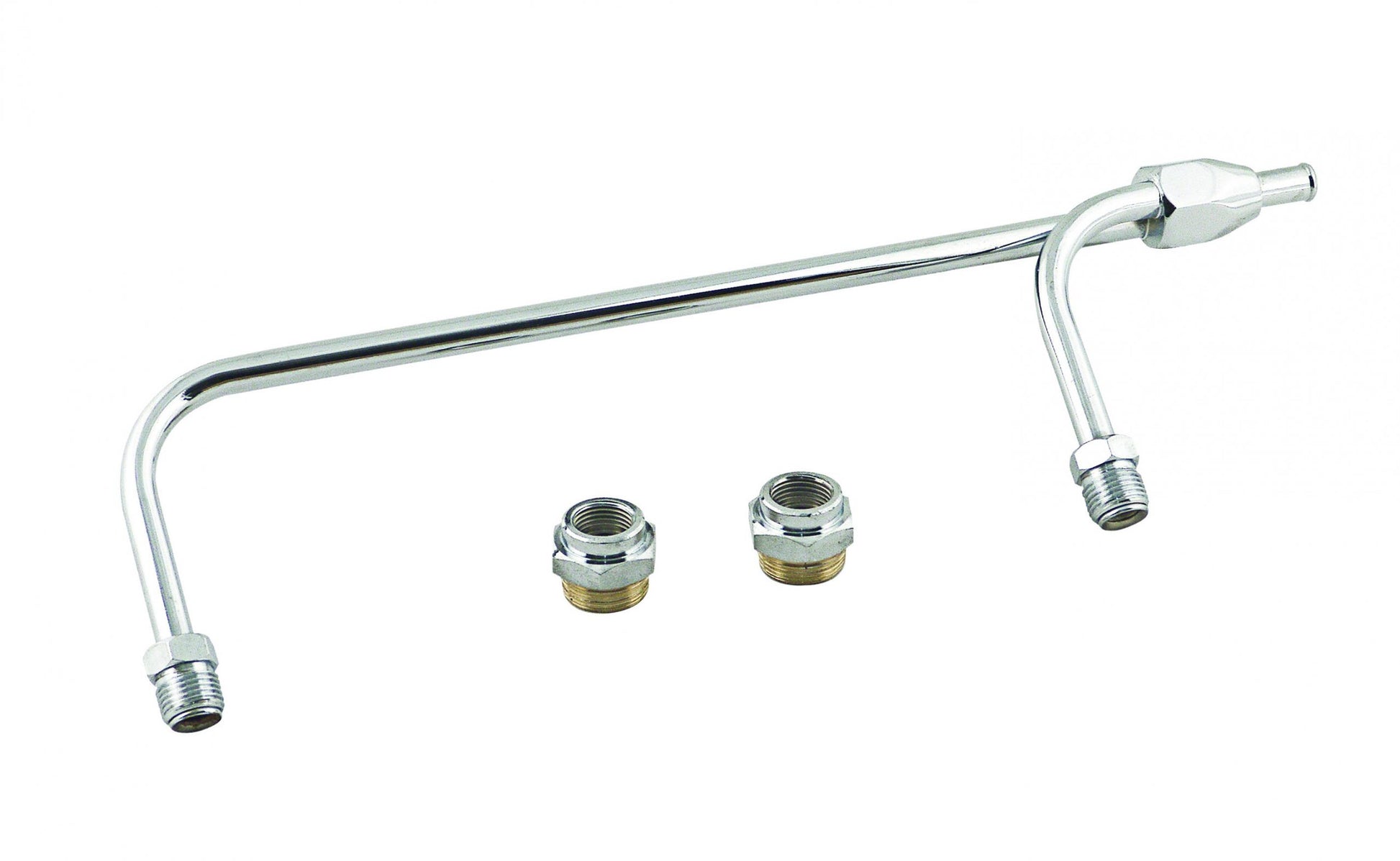 Fuel Line 3/8 Inch Dual Inlet Chrome Fits Holley 4150 style Carburetors with 9-5/16 Inch centers Mr Gasket