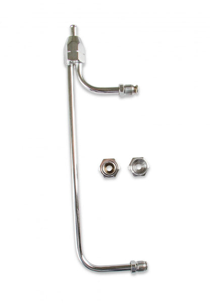 Fuel Line 3/8 Inch Dual Inlet Chrome Fits Holley 4150 style Carburetors with 9-5/16 Inch centers Mr Gasket-1