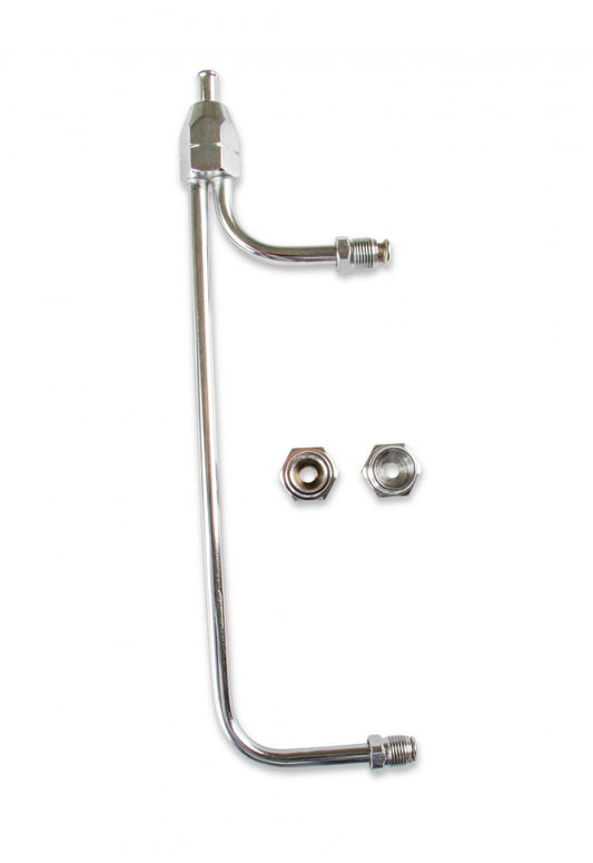 Fuel Line 3/8 Inch Dual Inlet Chrome Fits Holley 4150 style Carburetors with 9-5/16 Inch centers Mr Gasket-1