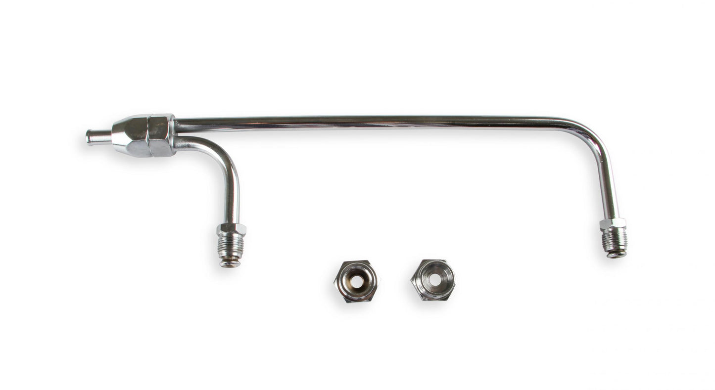 Fuel Line 3/8 Inch Dual Inlet Chrome Fits Holley 4150 style Carburetors with 9-5/16 Inch centers Mr Gasket-2
