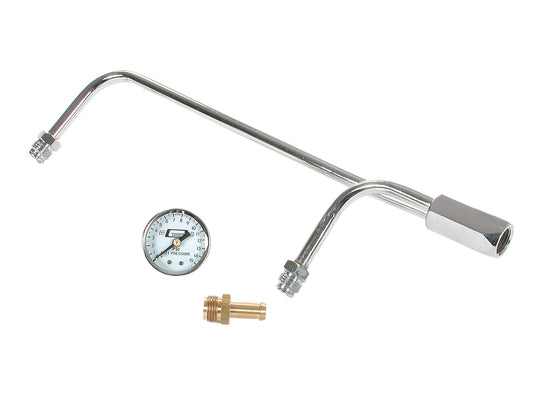 Fuel Line Kit with Gauge & Fittings Chrome Fits Holley 4160 style Carburetors with 8-21/32 Inch Centers Mr Gasket