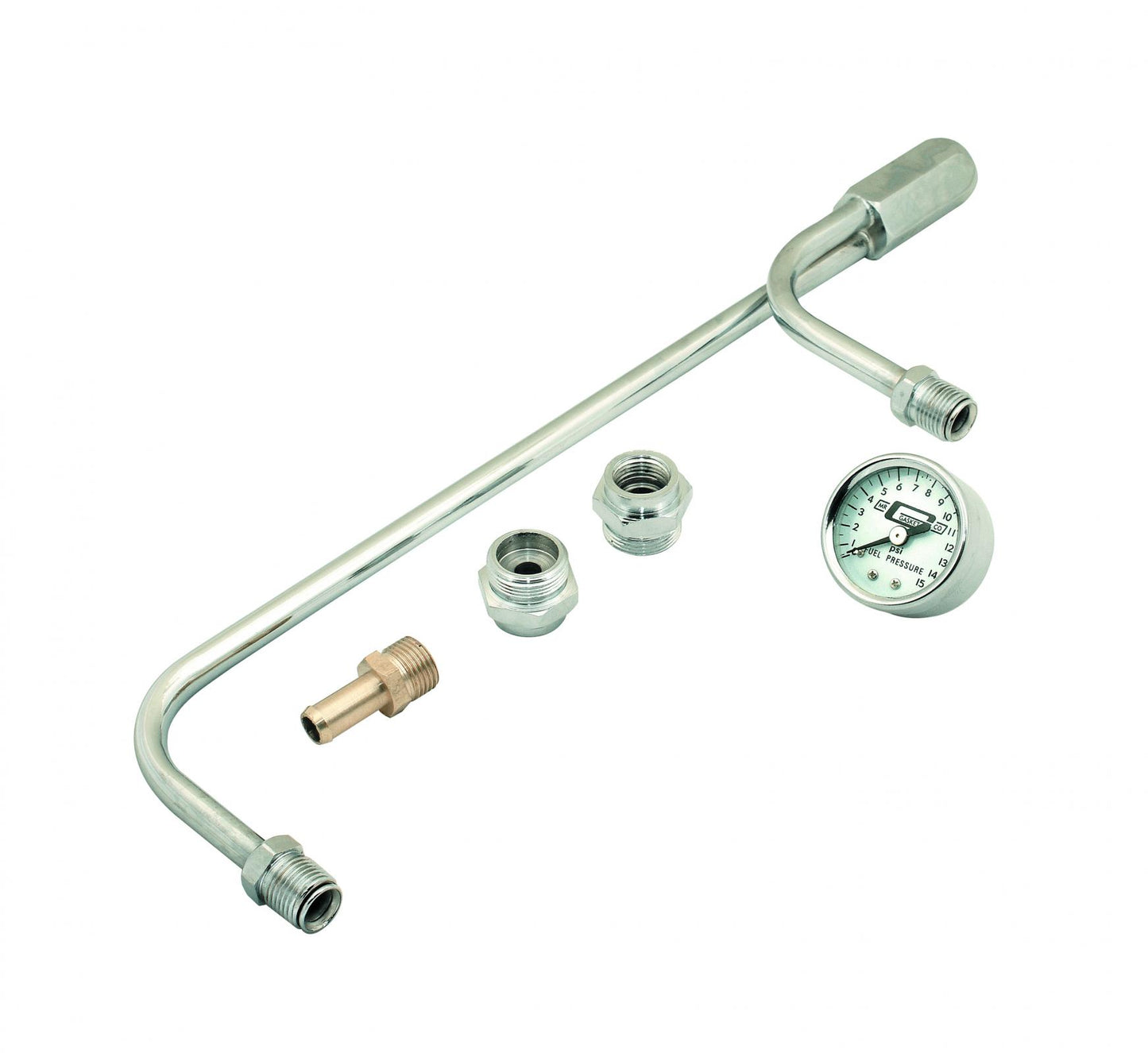 Fuel Line Kit with Gauge & Fittings Chrome Fits Holley 4150 style Carburetors with 9-5/16 Inch Centers Mr Gasket