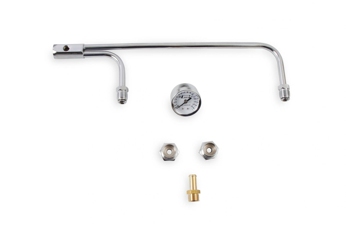 Fuel Line Kit with Gauge & Fittings Chrome Fits Holley 4150 style Carburetors with 9-5/16 Inch Centers Mr Gasket-1