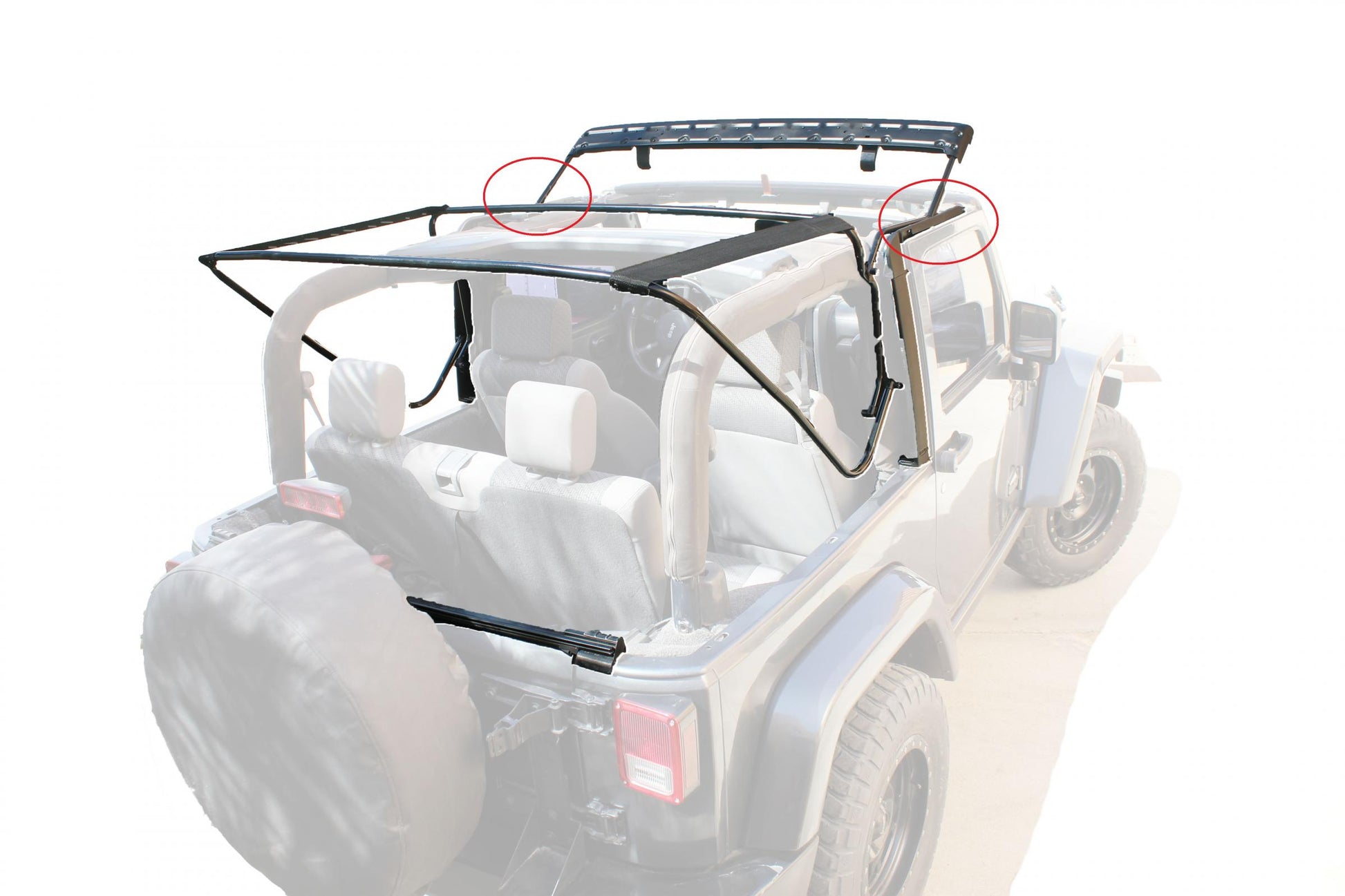 MasterTop MasterTwill Full Hardware Top Tinted Glass For 07-18 Jeep Wrangler JK 2 Dr Black Master Twill Mastertop