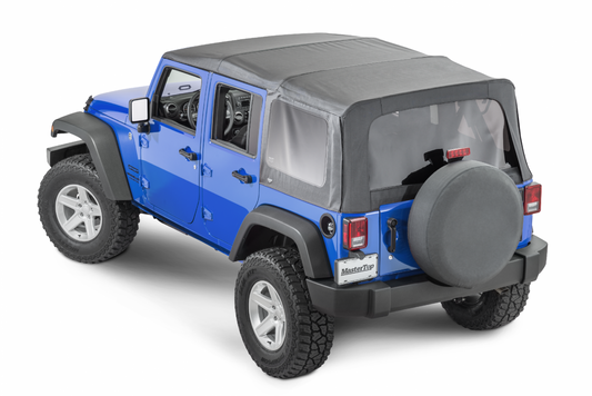 MasterTop Jeep Full Hardware Top No Doorskins Tinted Glass For 10-18 Jeep JK Wrangler 4 Door Black Diamond MasterTop
