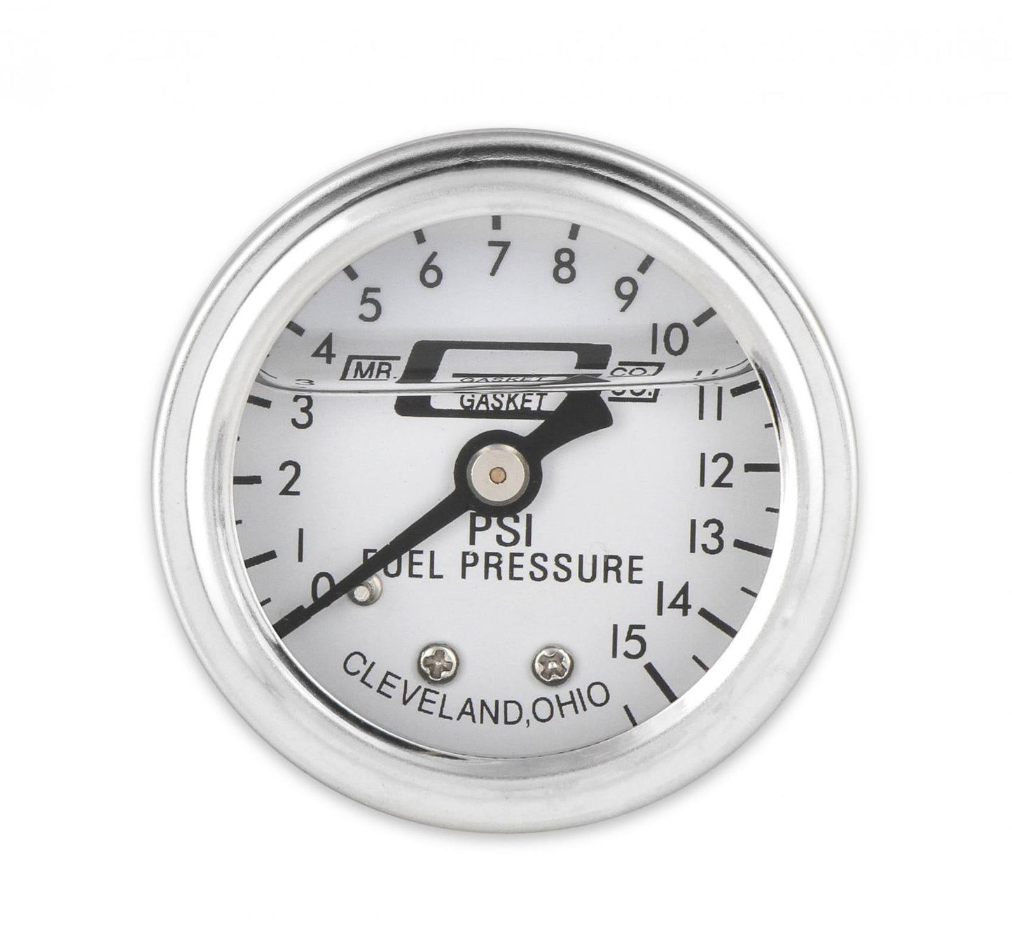 Fuel Pressure Gauge 0-15 PSI 1/2 Inch Diameter Liquid Filled Fits carburetted applications Mr Gasket
