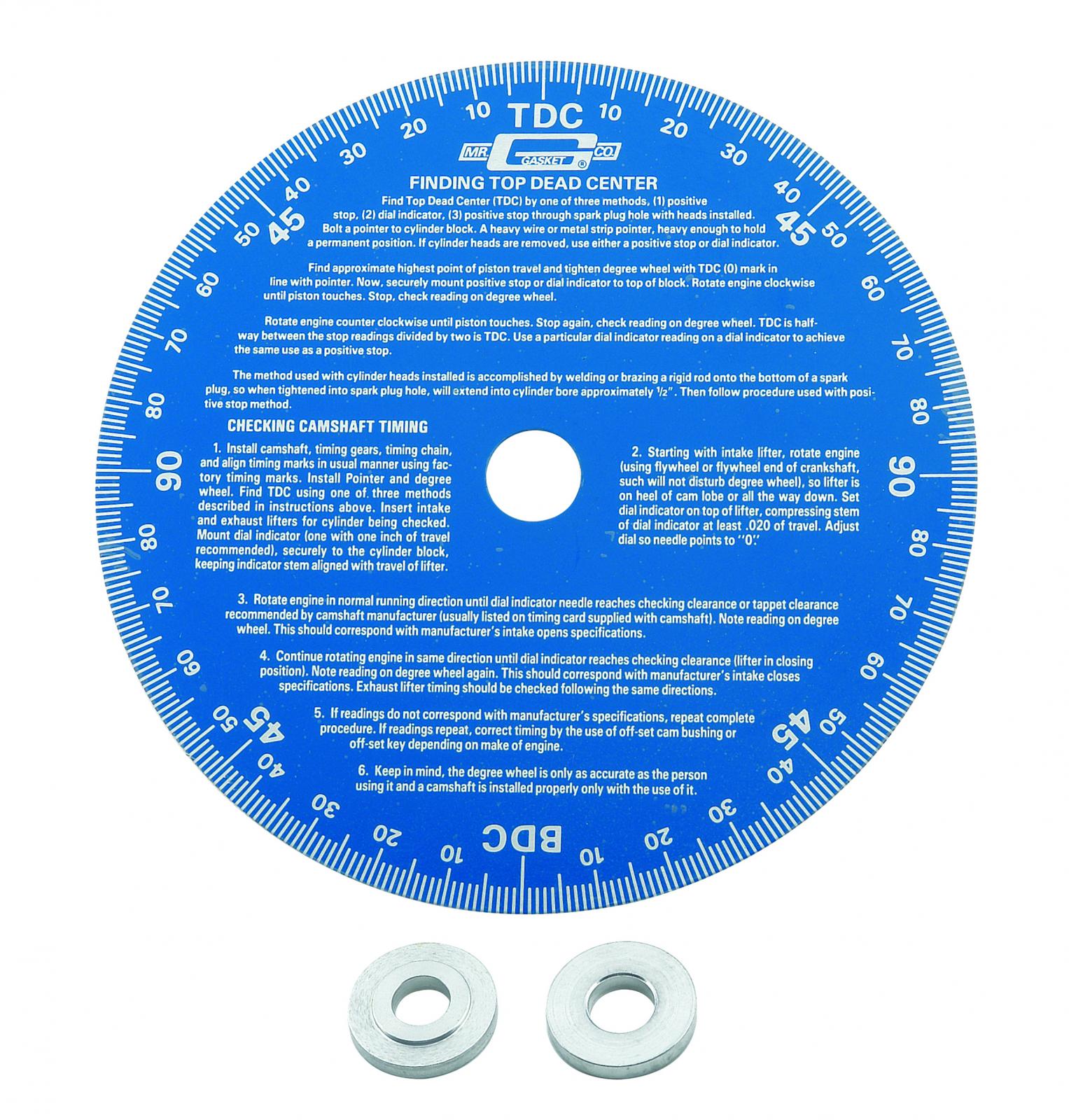 Cam Degree Wheel This universal cam degree wheel has a 7 Inch diameter and is blue Mr Gasket