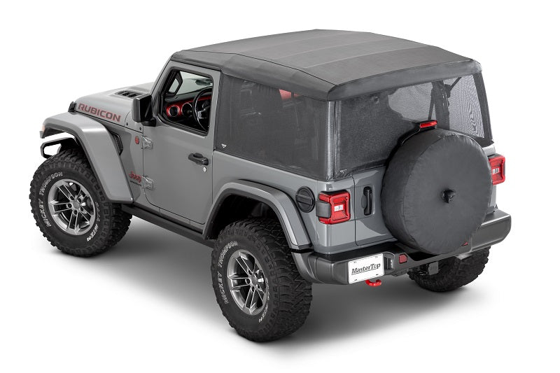 Mesh Trail Screens 2018-2024 2 Dr JL Wrangler with Factory Soft Top 3 piece Kit Black Mesh MasterTop