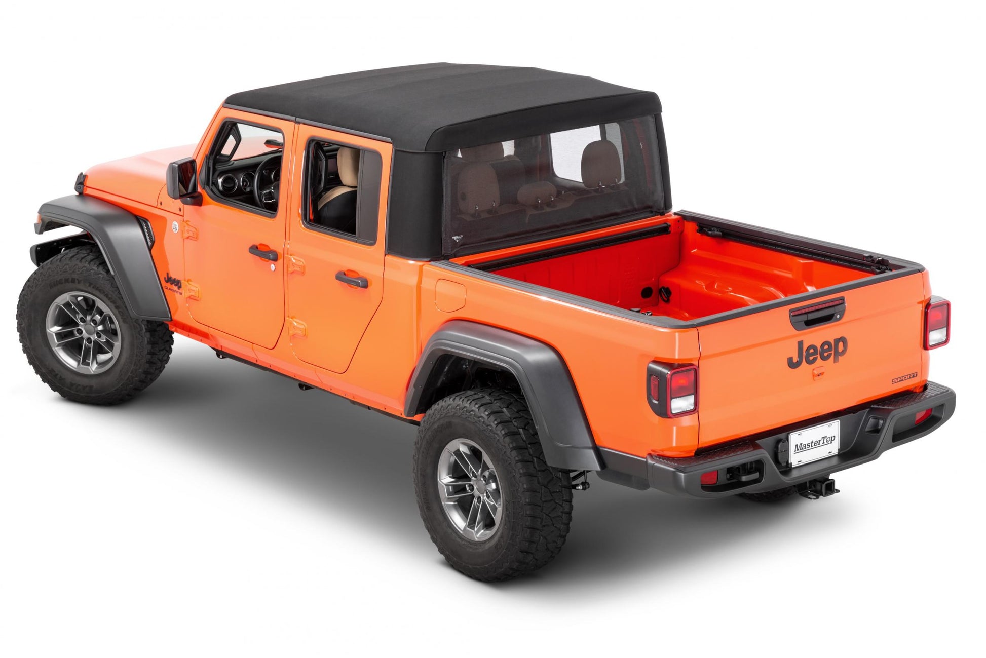 Mesh Trail Screen Rear Window 2020-2024 JT Gladiator with Factory Soft Top 1 Piece Kit Black Mesh MasterTop-1