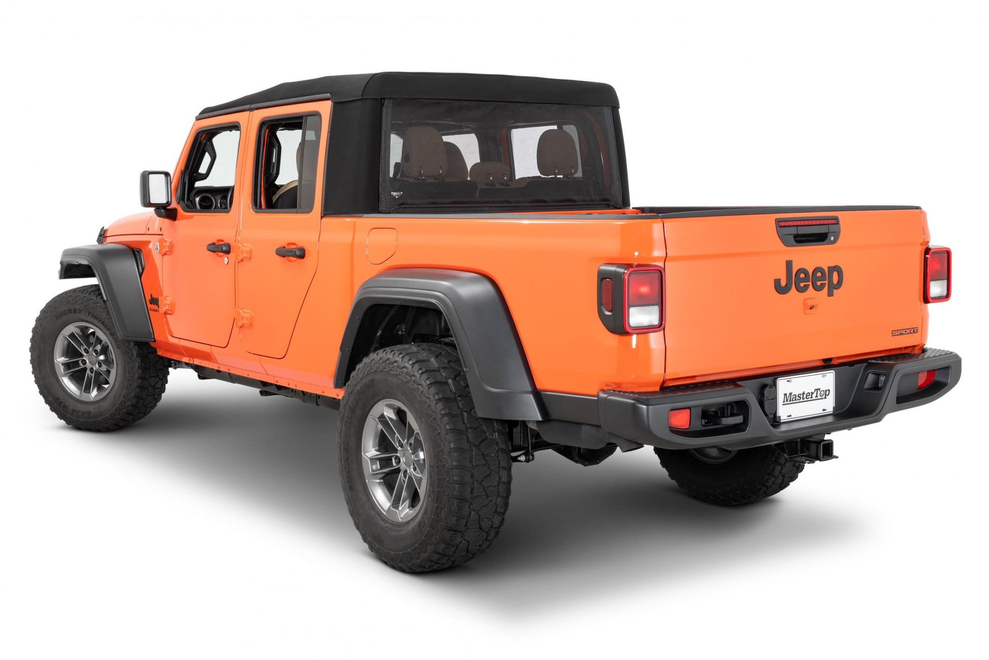Mesh Trail Screen Rear Window 2020-2024 JT Gladiator with Factory Soft Top 1 Piece Kit Black Mesh MasterTop-2