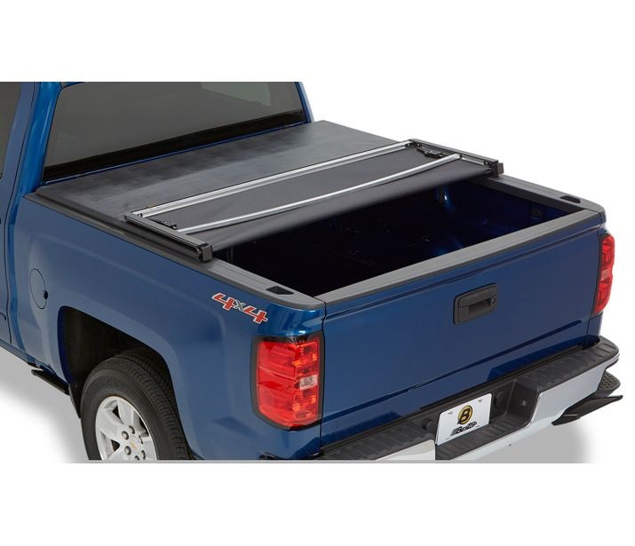 EZ-Fold Soft Tri-Fold Tonneau Cover For Nissan 2005-2024 Frontier Black Tailgate Spoiler Not Included Bestop-1
