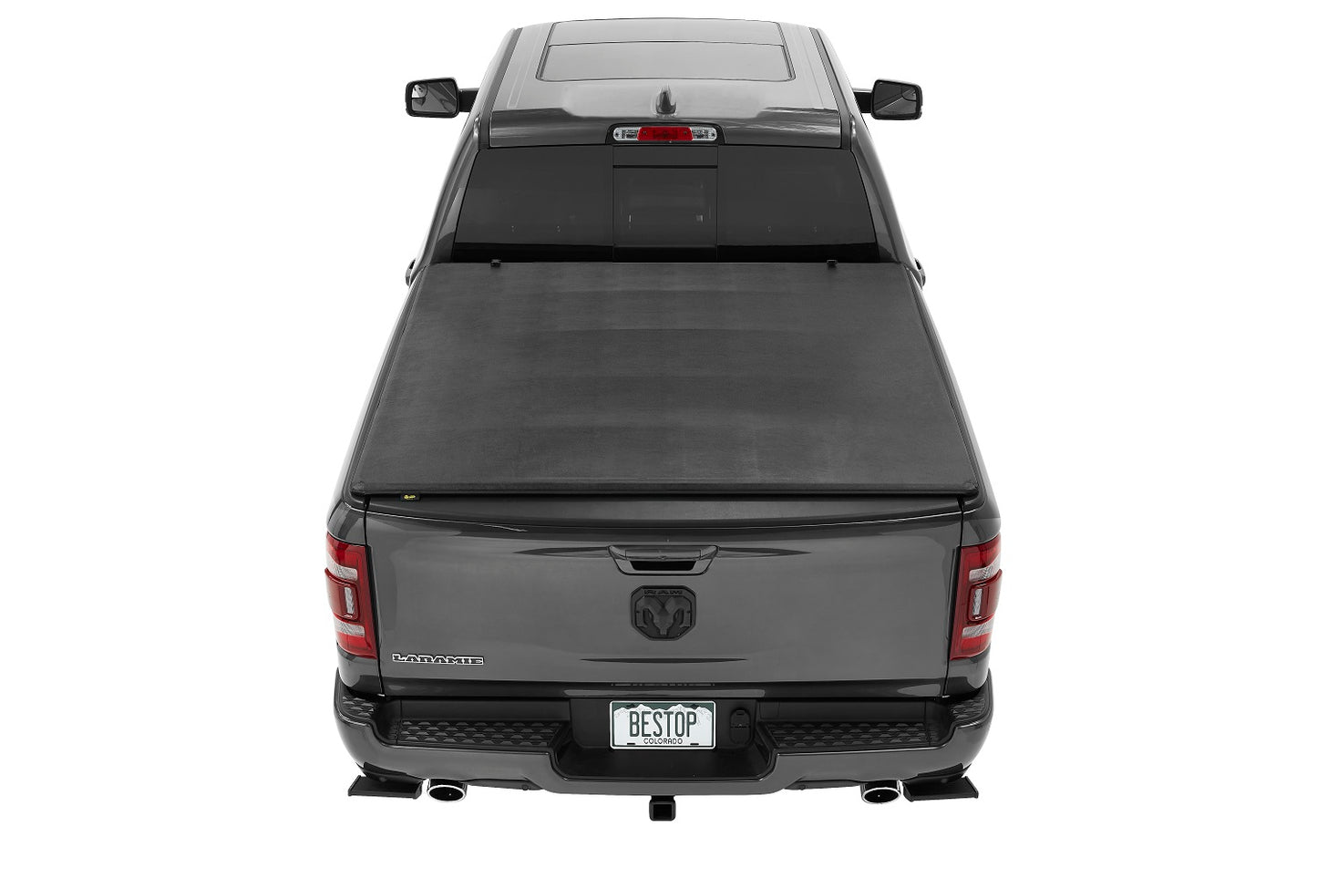 EZ-Fold Soft Tri-Fold Tonneau Cover For Ram 2019-2024 1500 Black Tailgate Spoiler Not Included Bestop-3