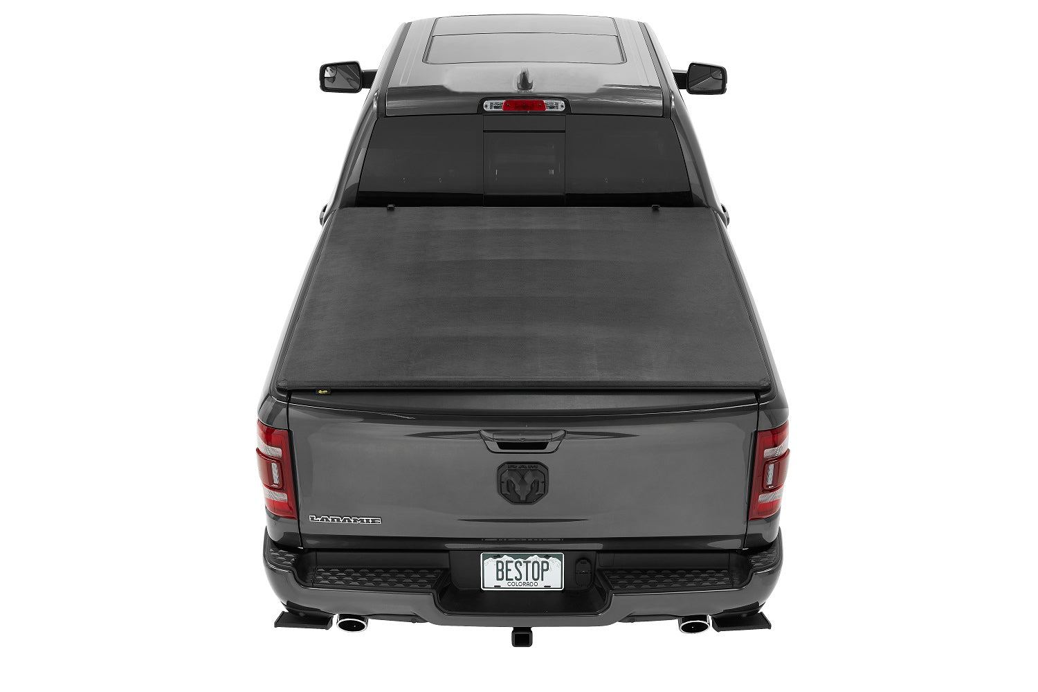 EZ-Fold Soft Tri-Fold Tonneau Cover For Ram 2019-2024 1500 Black Tailgate Spoiler Not Included Bestop-3