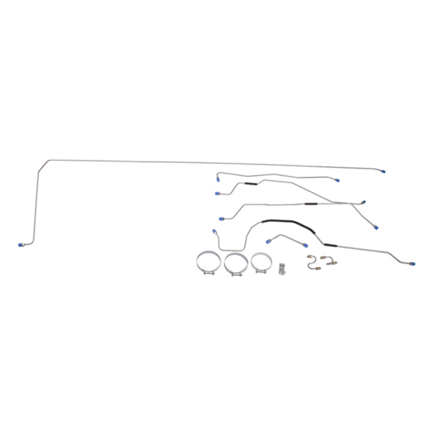 Brake Line Set Rear Includes Pre-Bent Mild Steel Brake Lines w/Flared Ends 6 Piece (2) Z-Shaped Front Axle Lines Retaining Straps/Clamps Does Not Includes Flex Hose 1966-1971 Jeep CJ5 OMIX