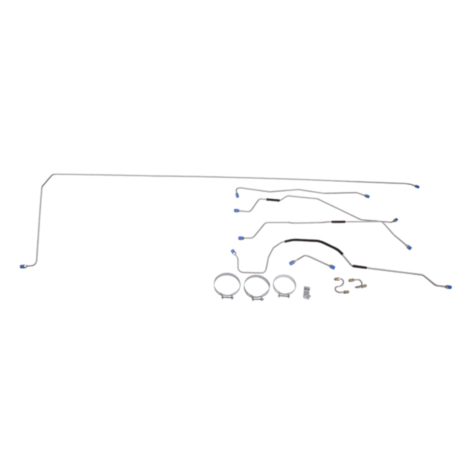 Brake Line Set Rear Includes Pre-Bent Mild Steel Brake Lines w/Flared Ends 6 Piece (2) Z-Shaped Front Axle Lines Retaining Straps/Clamps Does Not Includes Flex Hose 1966-1971 Jeep CJ5 OMIX