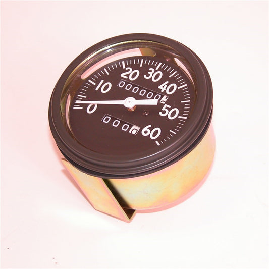 Speedometer Assembly Mph w/Tripometer w/Long Needle Black Face w/White Pointer 1942-1943 Willys Mb And Features A 0-60 Miles Per Hour OMIX