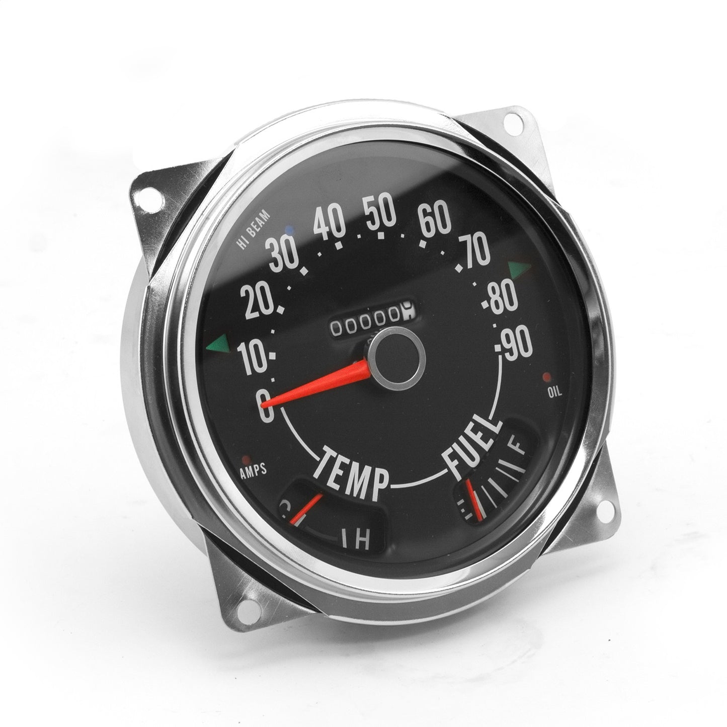 Speedometer Assembly 0-90 Mph Black Face w/Red Pointer 1955-1979 CJ5 1955-1971 CJ6 And 1976-1979 CJ7 And Features A 0-90 Miles Per Hour OMIX
